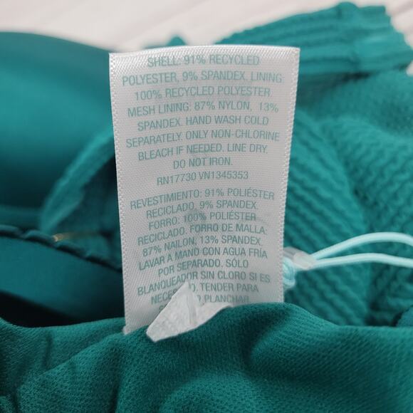 Kona Sol Teal Green Pucker Square Neck Swimsuit - Size 22 - Picture 6 of 6